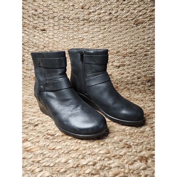 Keen Kate Womens Mid Boots Size 7.5 Black Leather Zip Fashion Ankle Biker - Picture 5 of 13